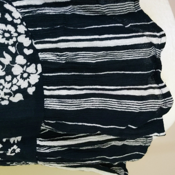 Patrons of Peace Floral Striped High Low Boho Top S White Blue - Picture 6 of 15